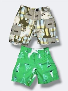 Janie and Jack Shorts Bundle Boys 6-12M Swim Trunks Plaid Patchwork Summer Beach